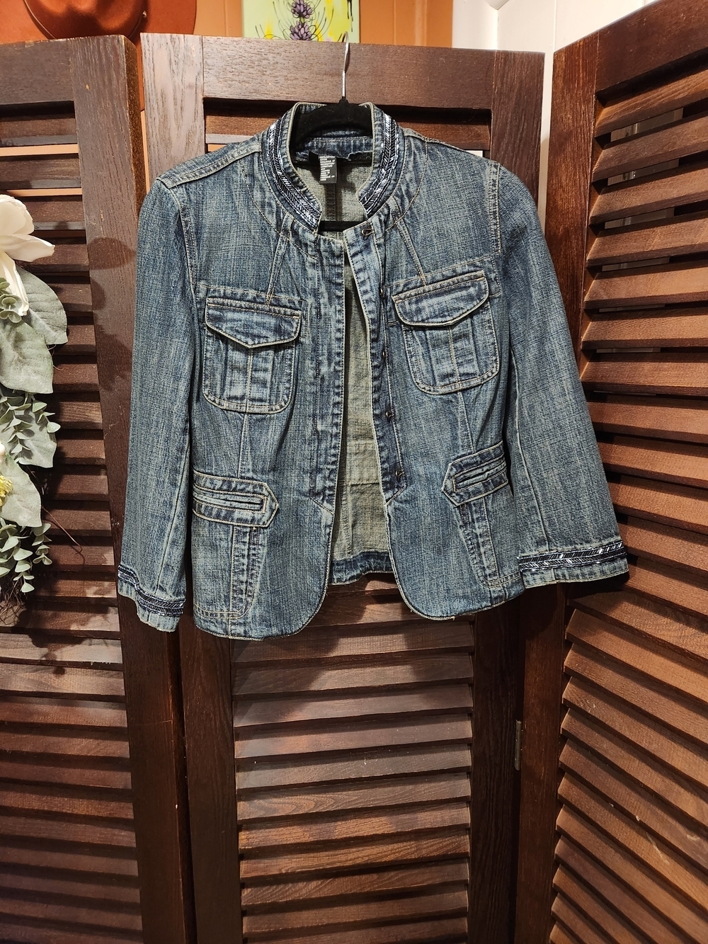 DKNYC Blue Denim Utility Jacket with Flap Pockets